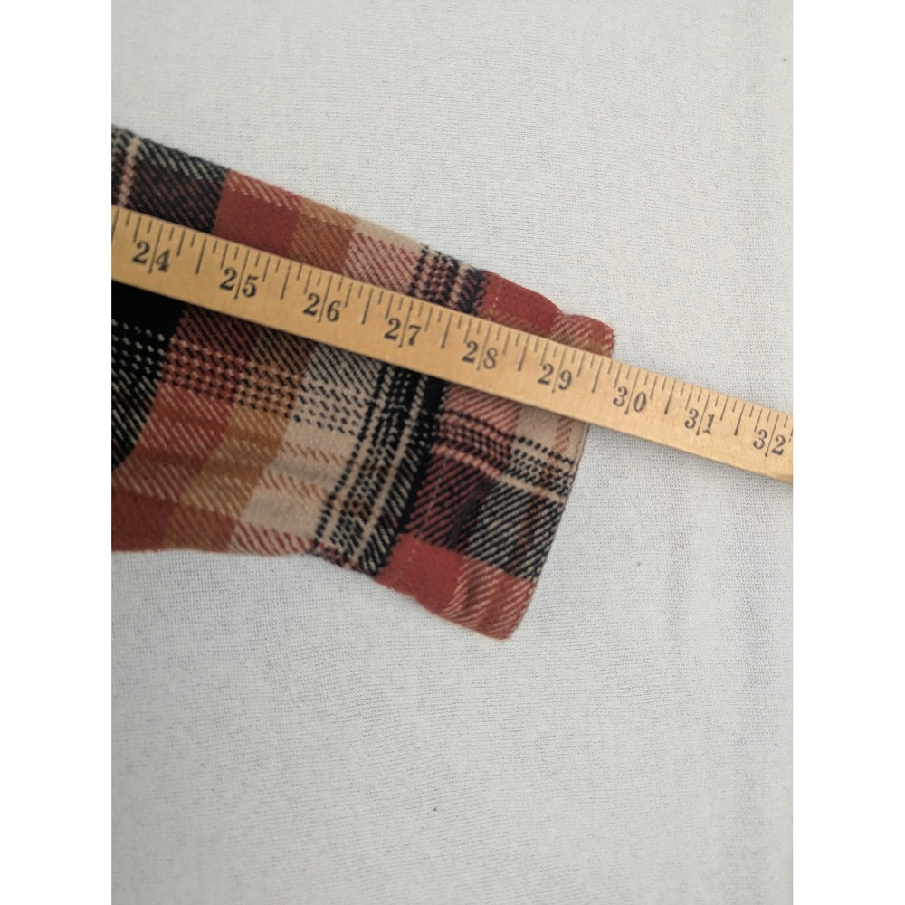 Ben Sherman Mens Plaid Cotton Button Down Shirt Orange Brown Long Sleeve Large - Picture 8 of 13